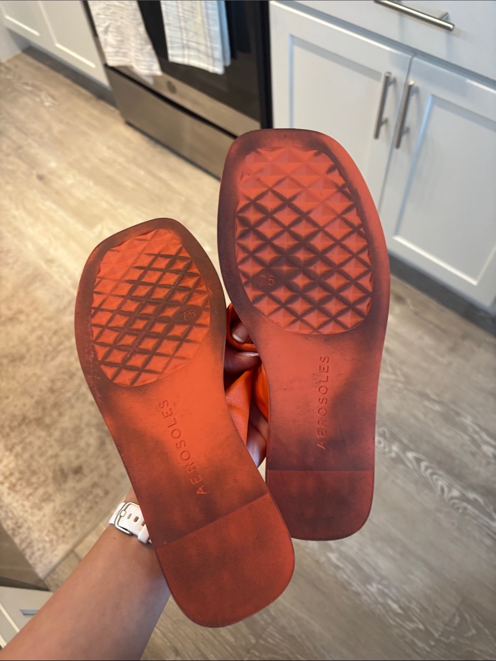 AEROSOLES Bright Orange Knotted Slide Sandals - Picture 2 of 2